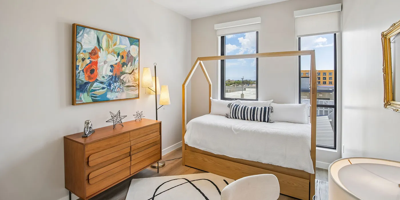 Modern den at The Astrie with natural light and flexible living space